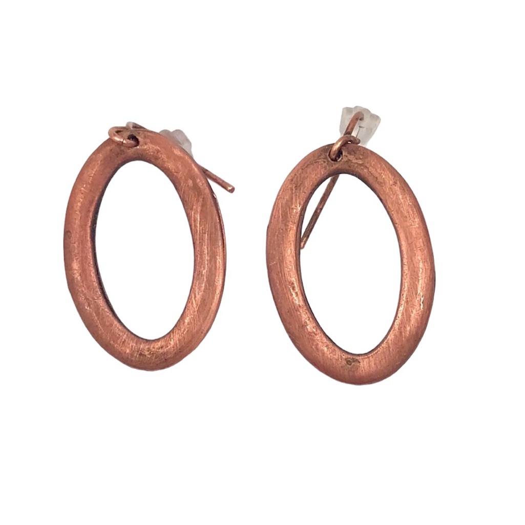 Copper Oval Dangling Earrings